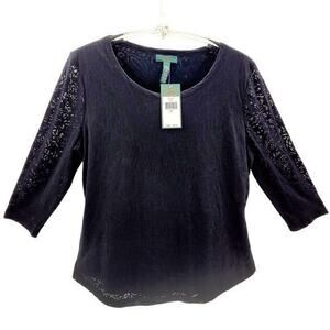 LRL Lauren Jean's company, Ralph‎ Lauren Layered Paisley Sheer Knit Blouse Top